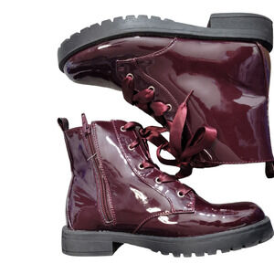 Gap Patent Boots lace up burgundy sz 4